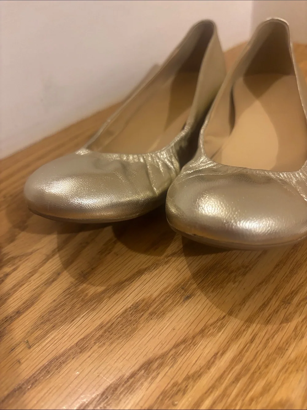 J. Crew Metallic Champagne Ballet Flats